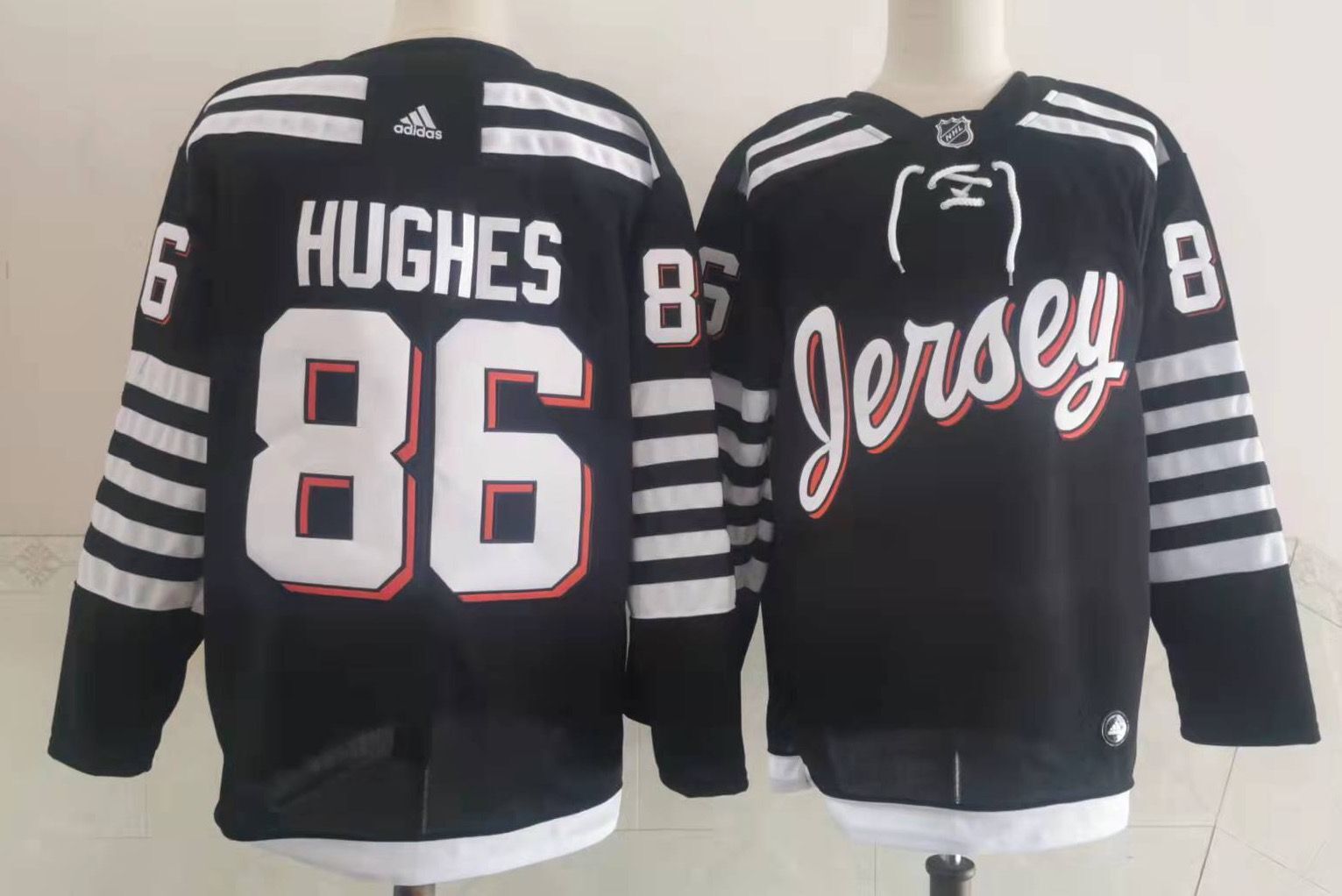 Men New Jersey Devils #86 Hughes Blue New 2022 Adidas NHL Jersey